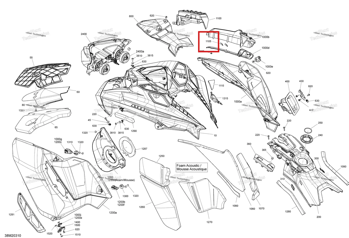 Деталь 517307412 на схеме узла 2020 Ski-Doo SUMMIT 850 E-TEC Turbo Body - Hood Section