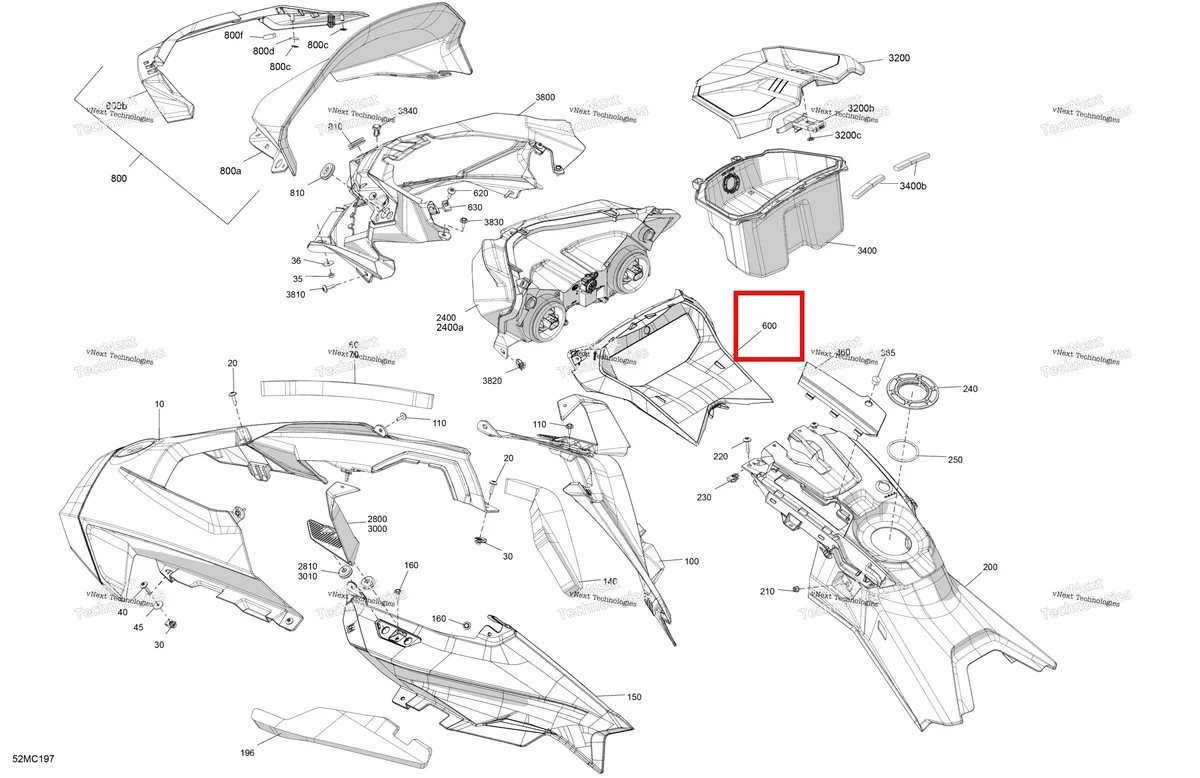 Деталь 517307441 на схеме узла 2023 Ski-Doo BACKCOUNTRY 850 E-TEC - X Body - Hood - Vip Medium Gauge
