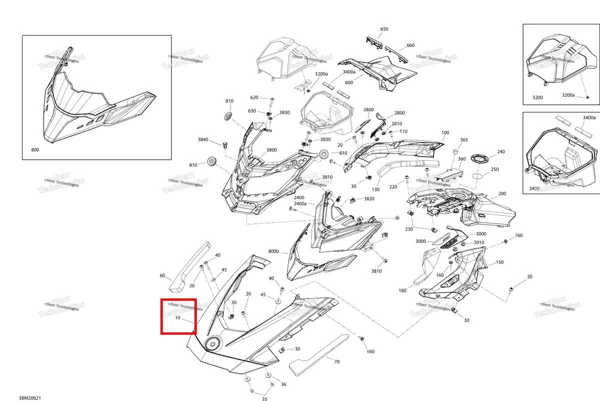Деталь 517307450 на схеме узла 2020 Ski-Doo RENEGADE 850 E-TEC - XRS rMotion X Body - Hood Section