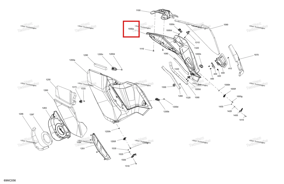 Деталь 517307543 на схеме узла 2023 Ski-Doo BACKCOUNTRY 850 E-TEC - X Body - Side Panels - With Dshot
