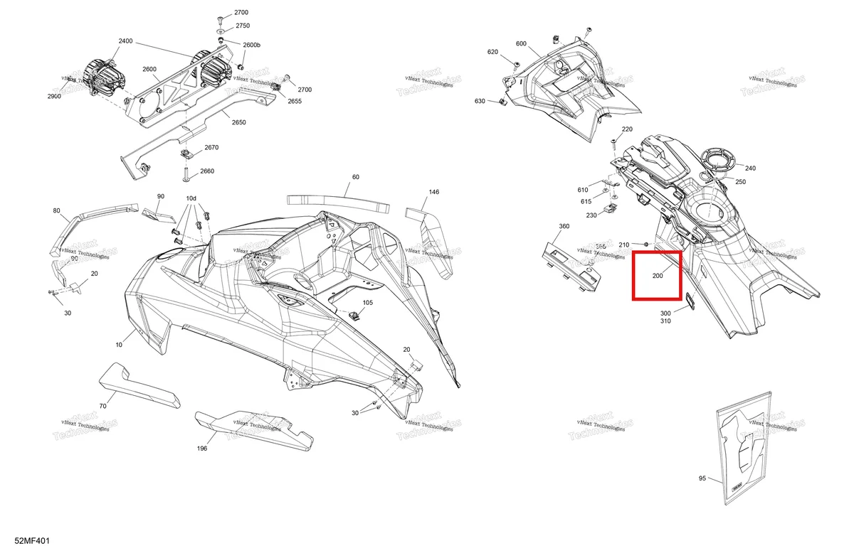 Деталь 517307685 на схеме узла 2026 Ski-Doo MXZ - RACING - 600 RS - BMTA - Neo Yellow - 15X137X1.75R Track Body - Hood
