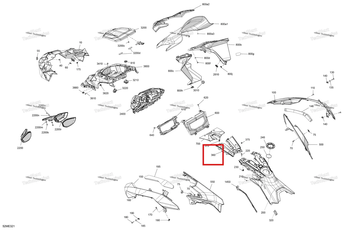 Деталь 517307914 на схеме узла 2025 Ski-Doo GRAND TOURING - 900 ACE - LE - EBSB - Deep Black - 137X15X1.25ST3 Track Body - Hood