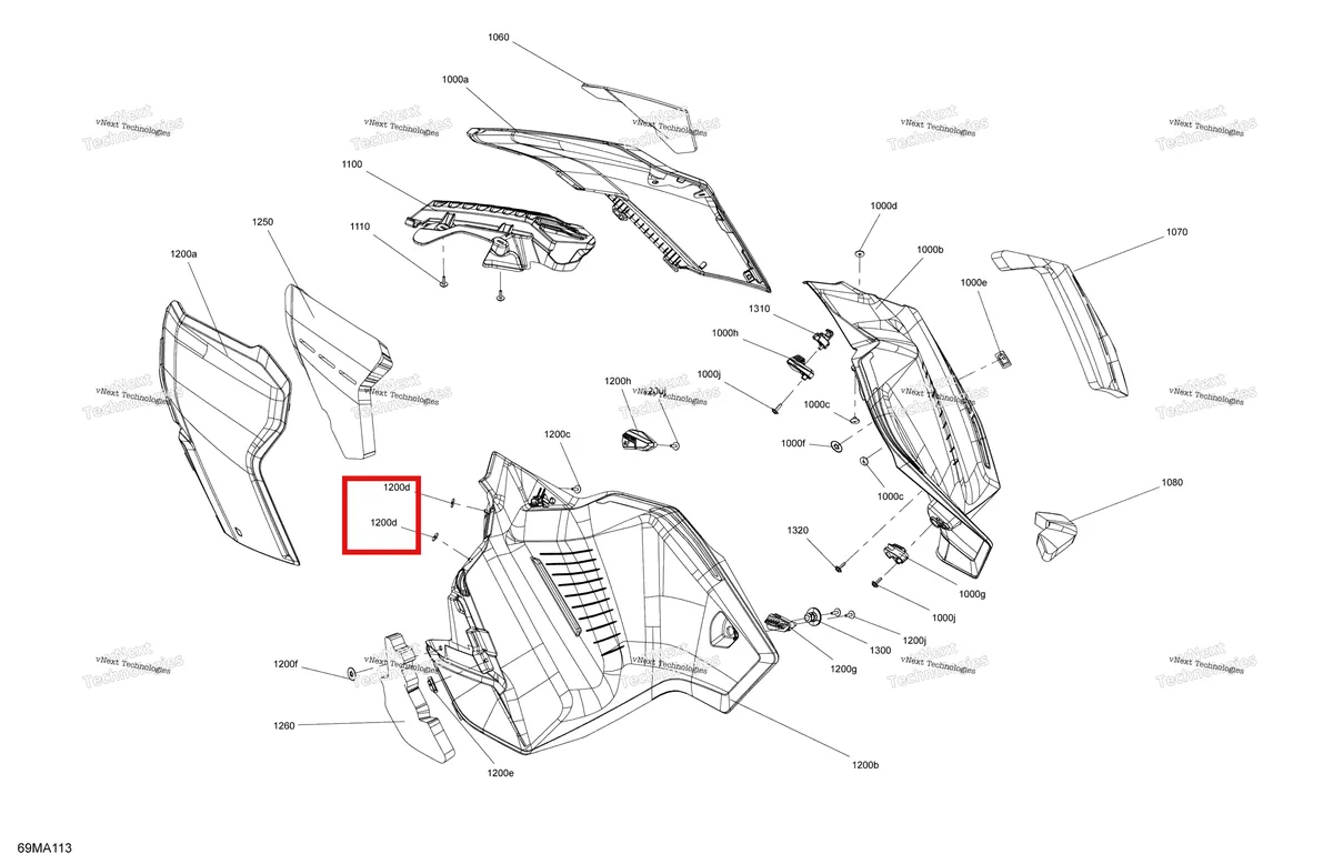 Деталь 517307966 на схеме узла 2021 Ski-Doo RENEGADE 600R E-TEC - Enduro Body - Side Panels