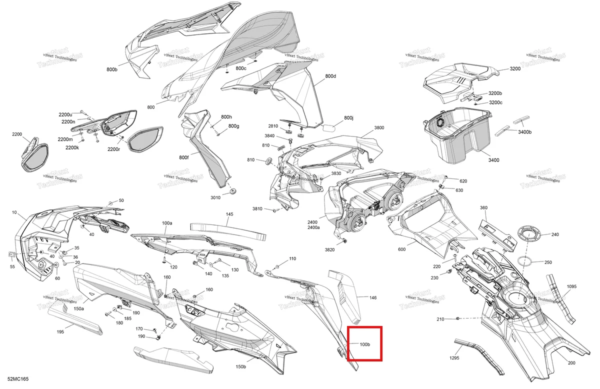 Деталь 517308317 на схеме узла 2023 Ski-Doo GRAND TOURING 900 ACE - LTD Body - Hood - Vip Hi-End Gauge