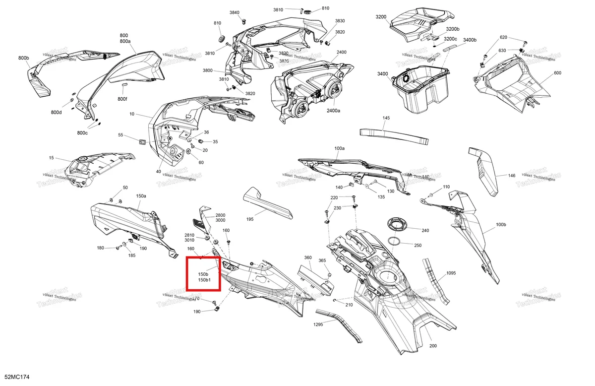 Деталь 517308333 на схеме узла 2023 Ski-Doo RENEGADE 900 ACE TURBO R - X Body - Hood - Vip High-End Gauge