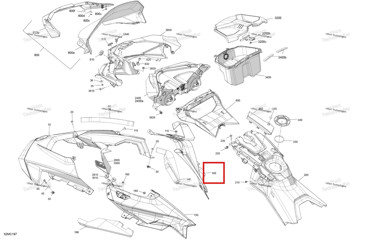 Деталь 517308379 на схеме узла 2023 Ski-Doo BACKCOUNTRY 850 E-TEC - X Body - Hood - Vip Medium Gauge