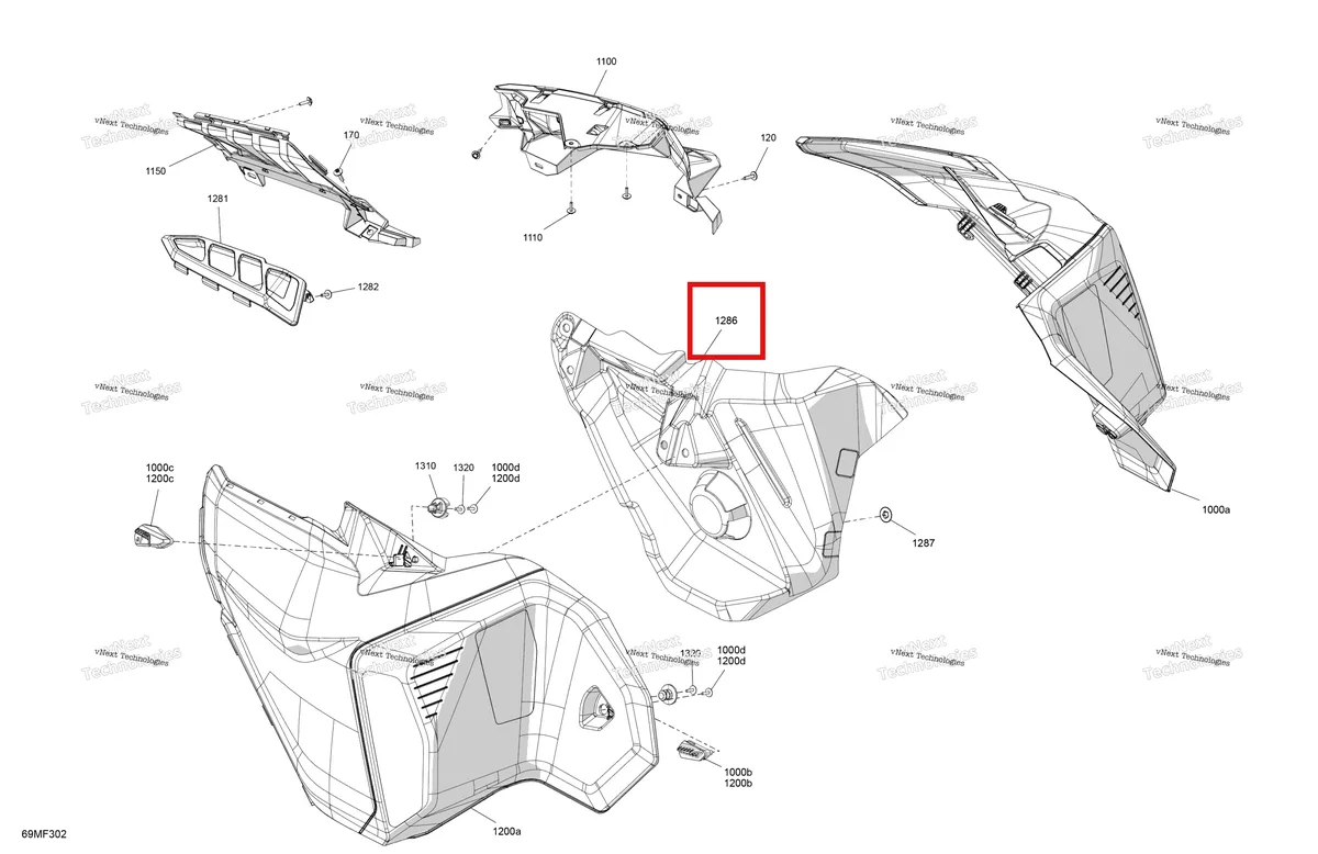 Деталь 517309402 (Левый Acoustic панель Ski-Doo Expedition LE 900 ACE Turbo (2026) (517309402)) на схеме узла 2026 Ski-Doo EXPEDITION - XTREM - 850 E-TEC - ADTB - Scandi Blue - 20X154X1.8CST8 Track Body - Side Panels