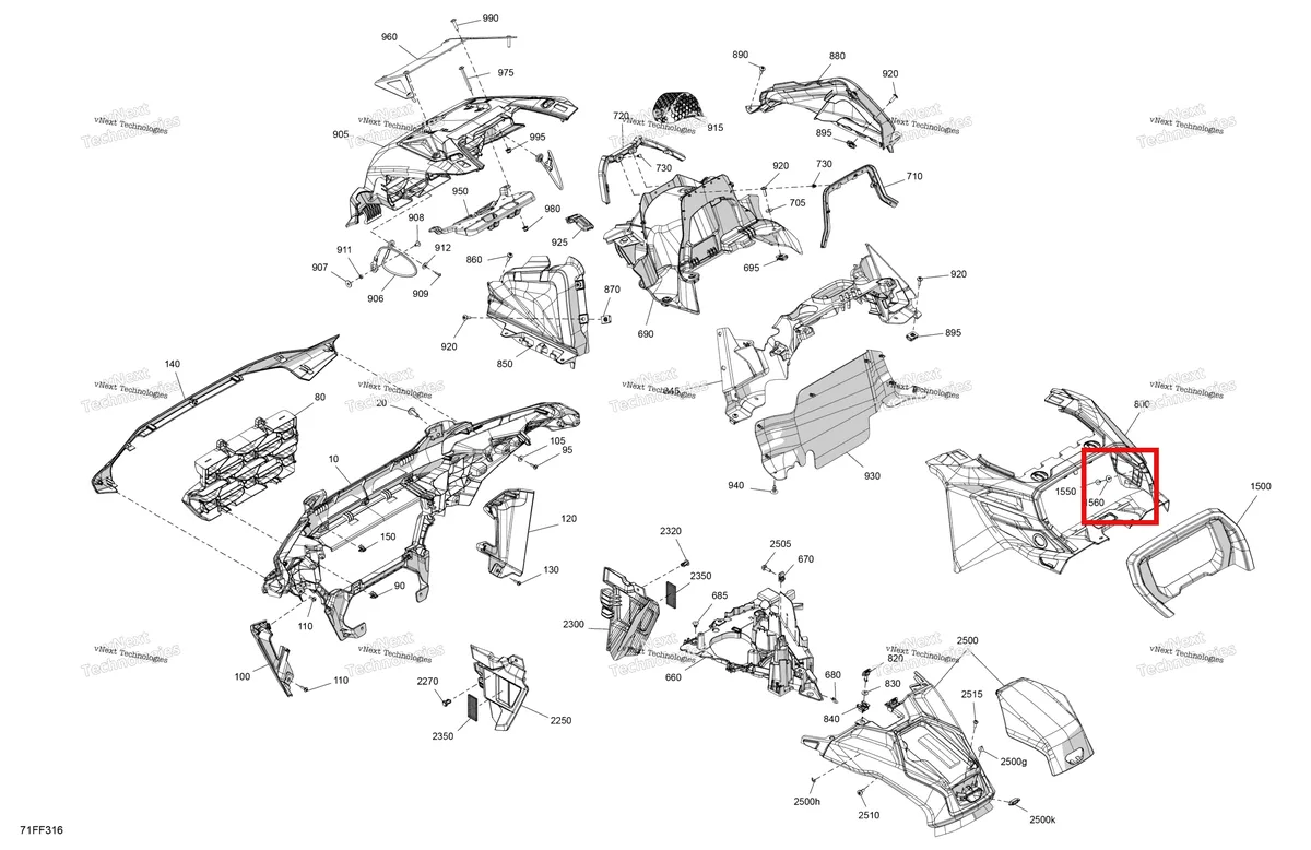 Деталь 517309435 (Передний Soft защёлка Can-Am Outlander 4x4 XMR 1000R (2025) (517309435)) на схеме узла 2026 Can-Am OUTLANDER - 4X4 - XMR - 1000R - 4LTA - Granite Grey Body - Front Section