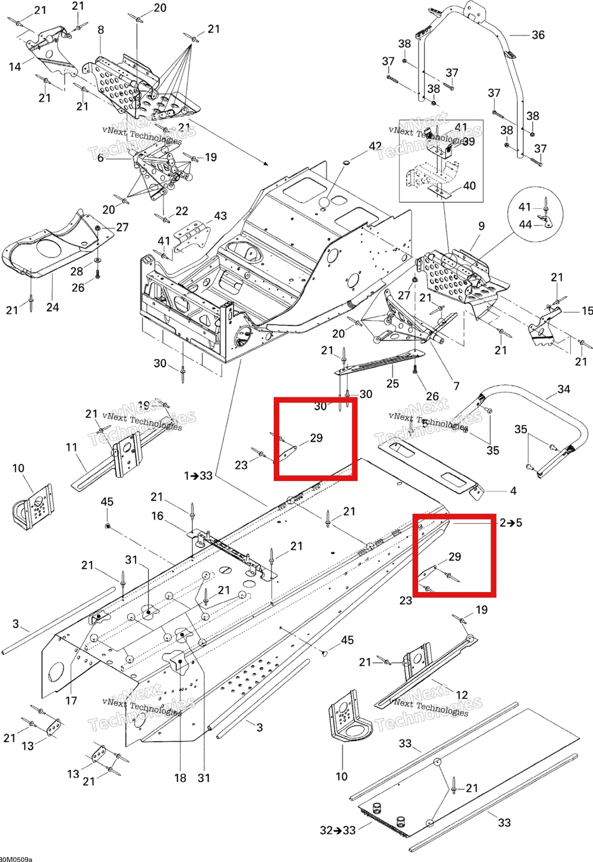 Деталь 518316767 на схеме узла 2005 Ski-Doo Legend V-1000 Frame, 2 Passenger Seat