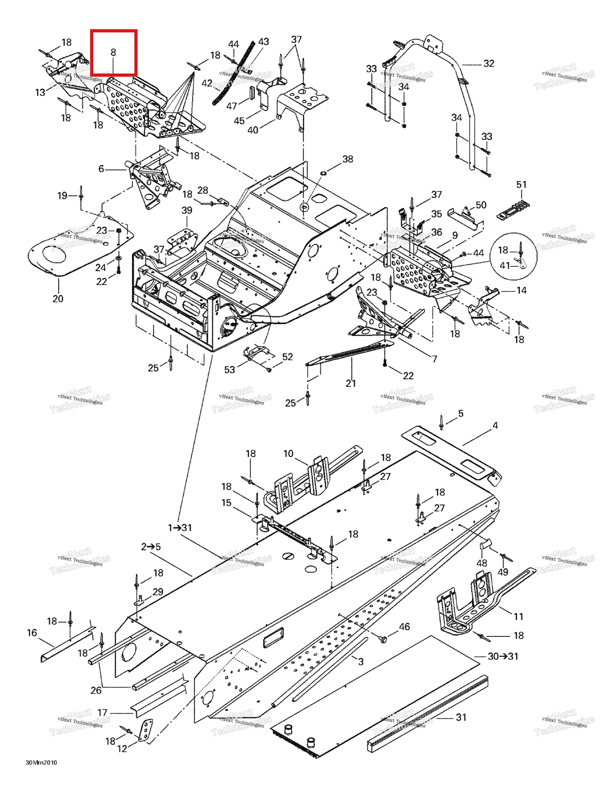 Деталь 518319722 на схеме узла 2000 Ski-Doo Formula Deluxe 600/700 Frame And Accessories