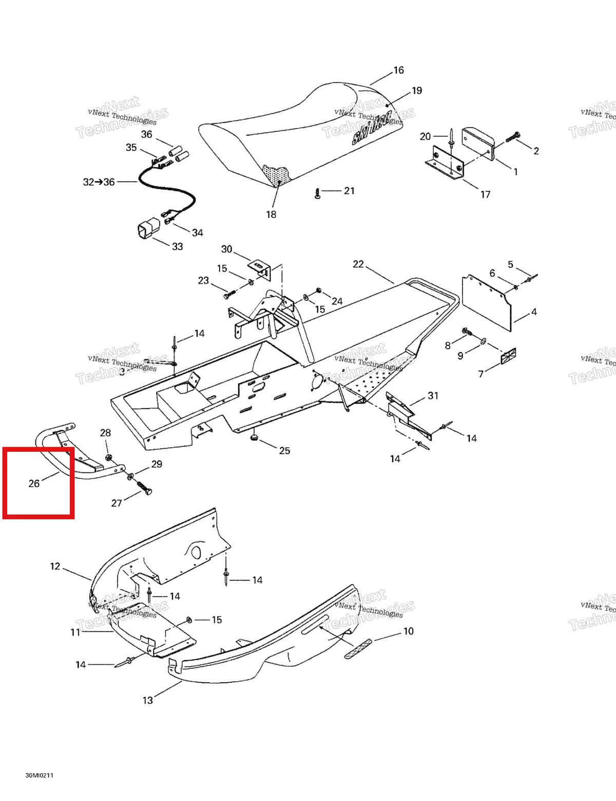 Деталь 518320400 на схеме узла 2002 Ski-Doo Mini Z Frame And Body