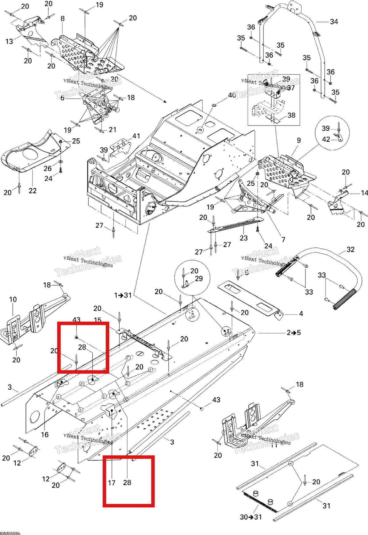Деталь 518321543 на схеме узла 2005 Ski-Doo Legend V-1000 Frame, 1 Passenger Seat