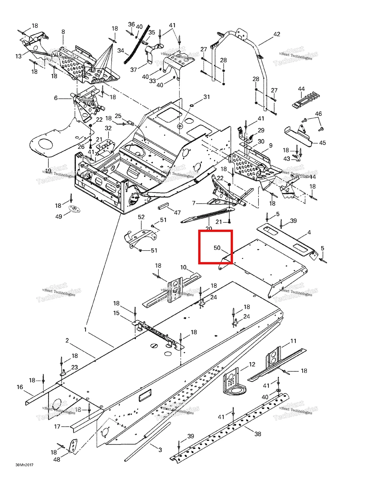 Деталь 518321858 на схеме узла 2000 Ski-Doo Summit 700 SB Frame And Accessories