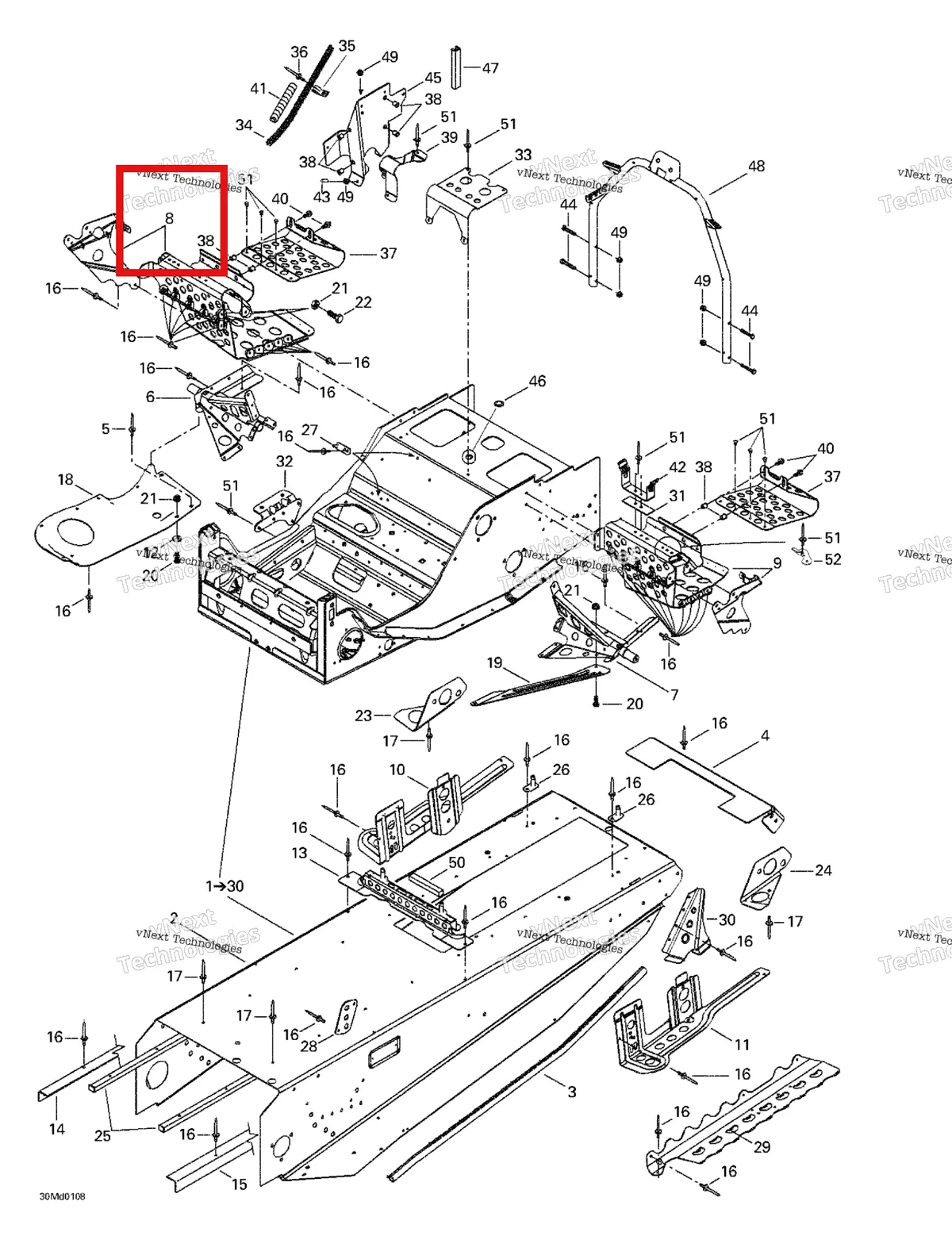 Деталь 518322058 на схеме узла 2001 Ski-Doo MX Z X 440 LC Frame And Accessories