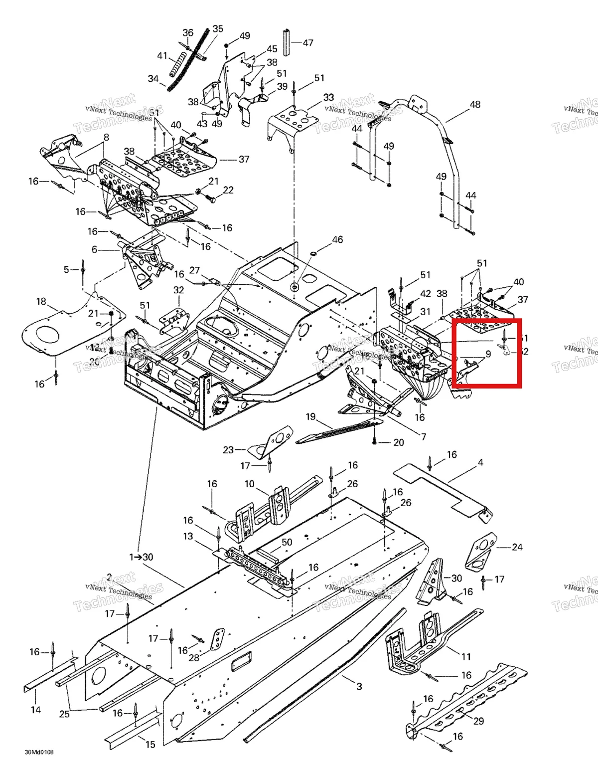 Деталь 518322062 на схеме узла 2001 Ski-Doo MX Z X 440 LC Frame And Accessories