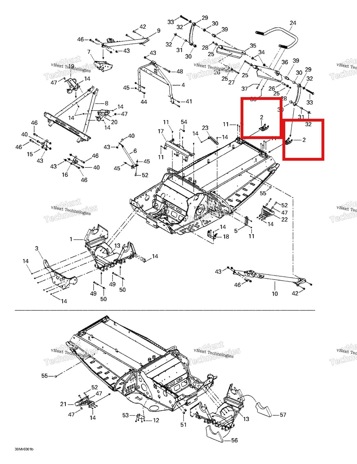 Деталь 518322253 на схеме узла 2003 Ski-Doo MX Z Rev 600 HO/800/007 Special Edition Frame - Front And Rear