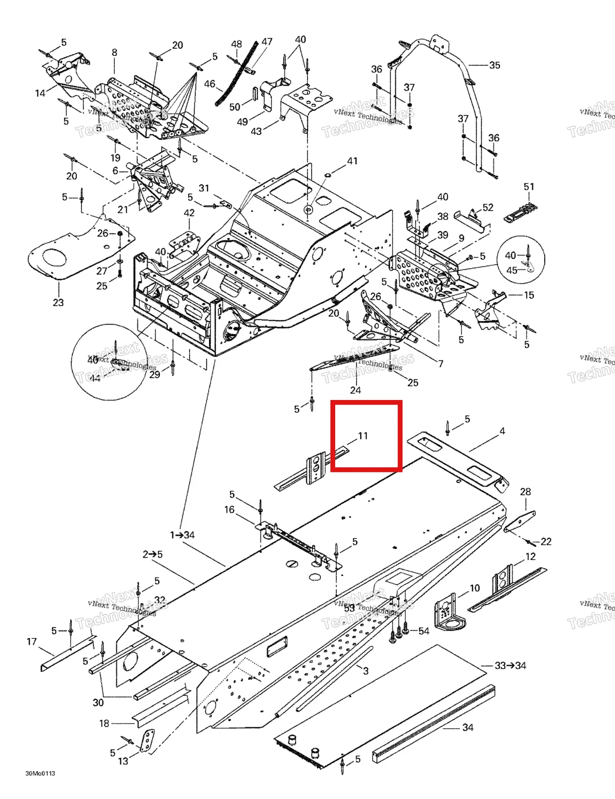 Деталь 518322289 на схеме узла 2001 Ski-Doo Grand Touring 500/600/700 Frame And Accessories