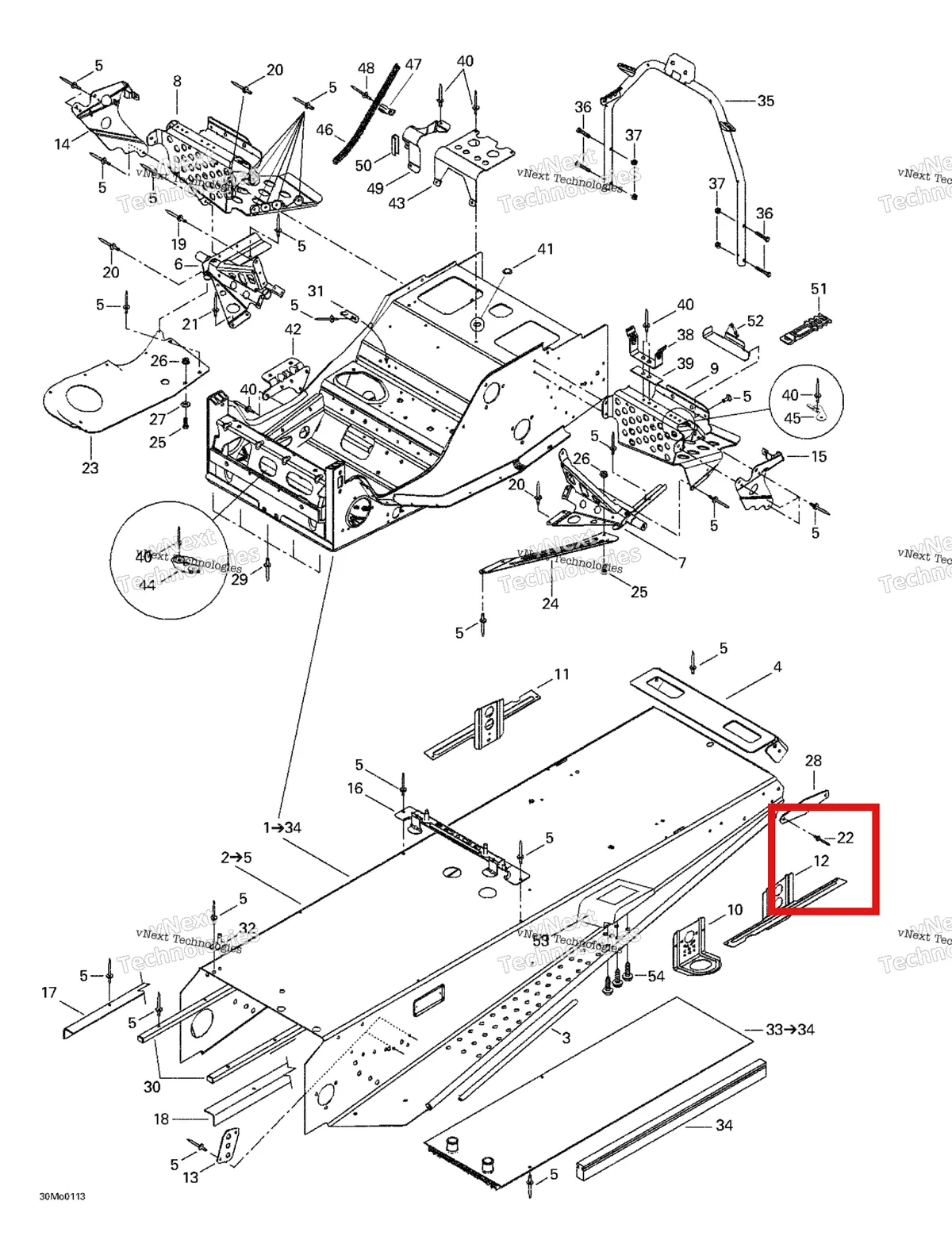 Деталь 518322292 на схеме узла 2001 Ski-Doo Grand Touring 500/600/700 Frame And Accessories