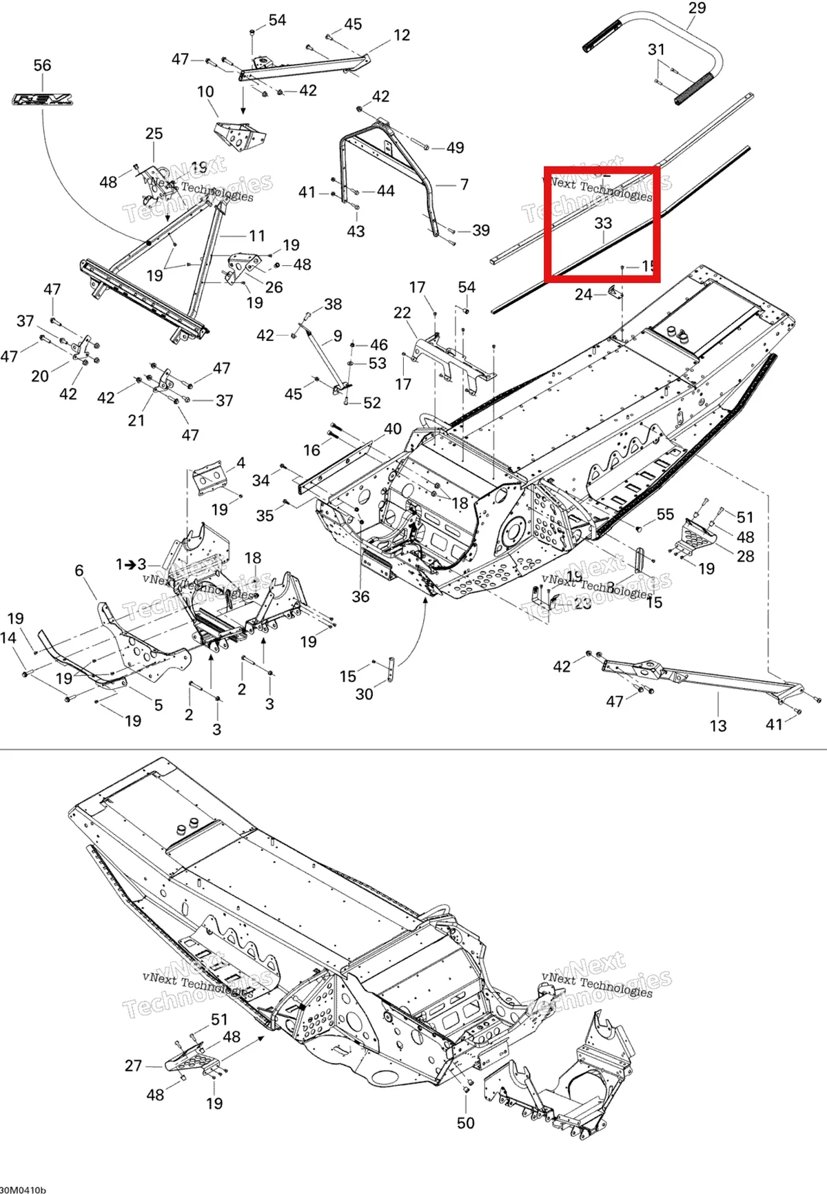 Деталь 518322344 на схеме узла 2004 Ski-Doo MX Z X 440 Racing Frame - Front And Rear