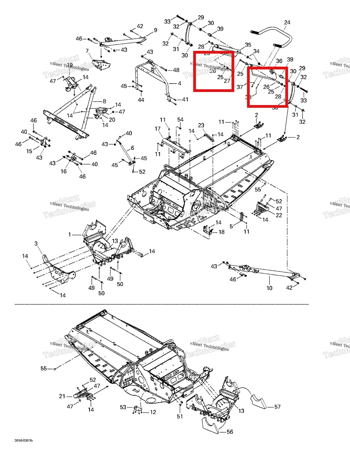 Деталь 518322367 на схеме узла 2003 Ski-Doo MX Z Rev 600 HO/800/007 Special Edition Frame - Front And Rear