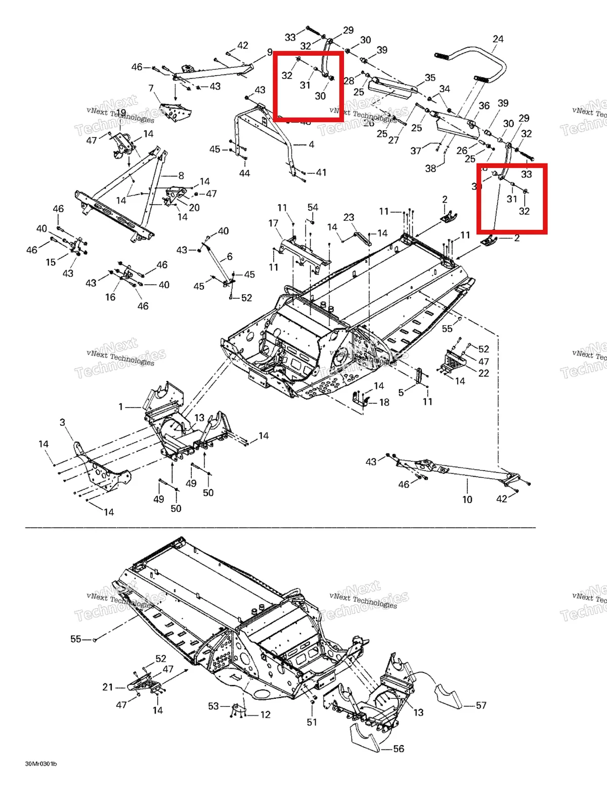 Деталь 518322368 на схеме узла 2003 Ski-Doo MX Z Rev 600 HO/800/007 Special Edition Frame - Front And Rear