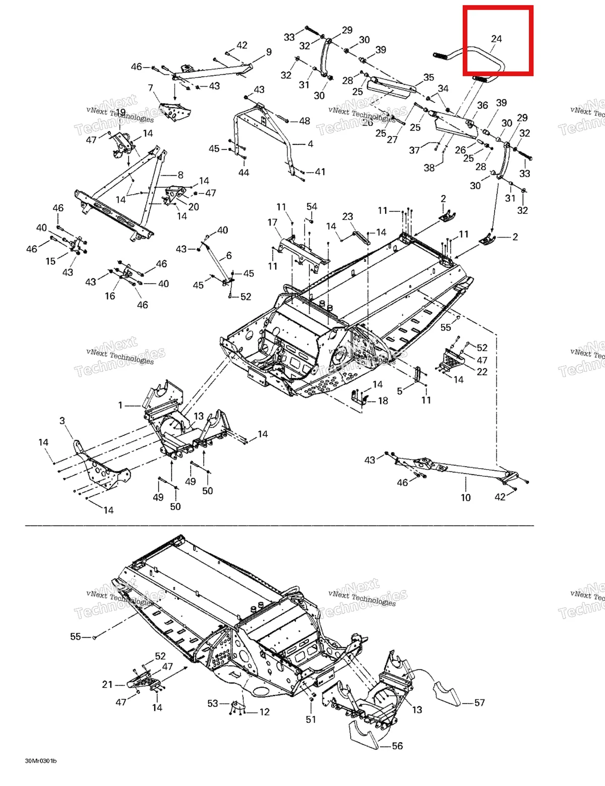 Деталь 518322370 на схеме узла 2003 Ski-Doo MX Z Rev 600 HO/800/007 Special Edition Frame - Front And Rear
