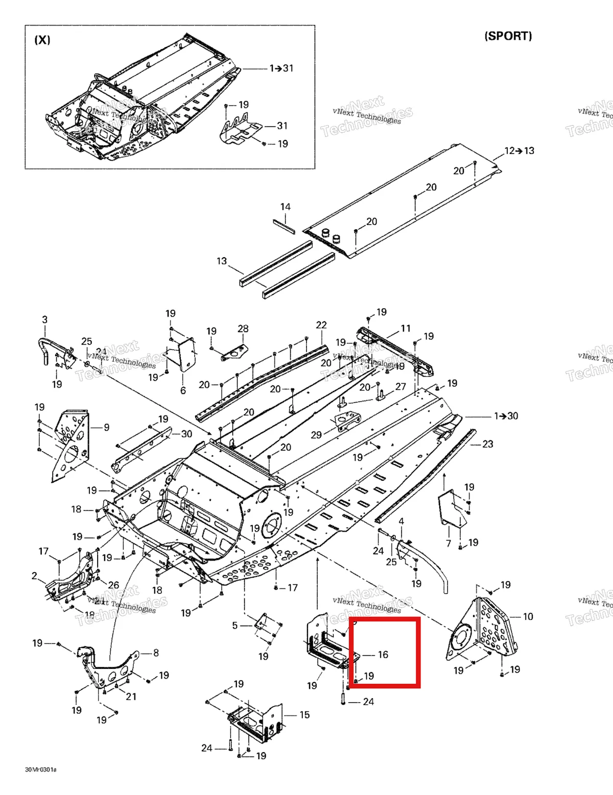 Деталь 518322433 на схеме узла 2003 Ski-Doo MX Z Rev 600 HO/800/007 Special Edition Frame