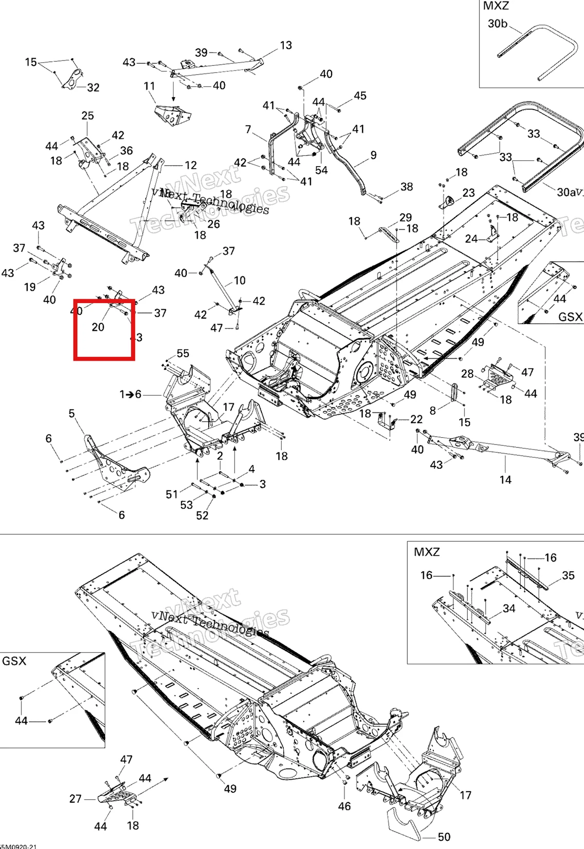 Деталь 518322462 на схеме узла 2009 Ski-Doo GSX Fan Frame And Components