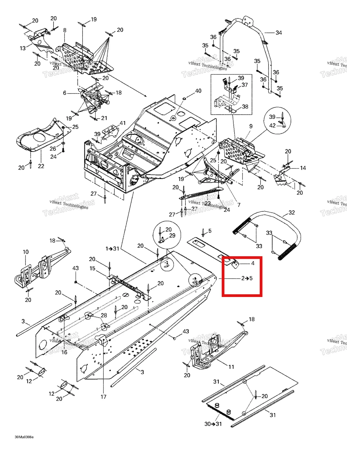 Деталь 518322534 на схеме узла 2003 Ski-Doo Grand Touring V-1000 Frame And Accessories