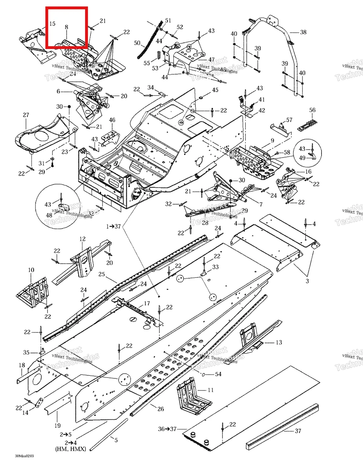 Деталь 518322605 на схеме узла 2002 Ski-Doo Summit 600/700/800 Frame And Accessories