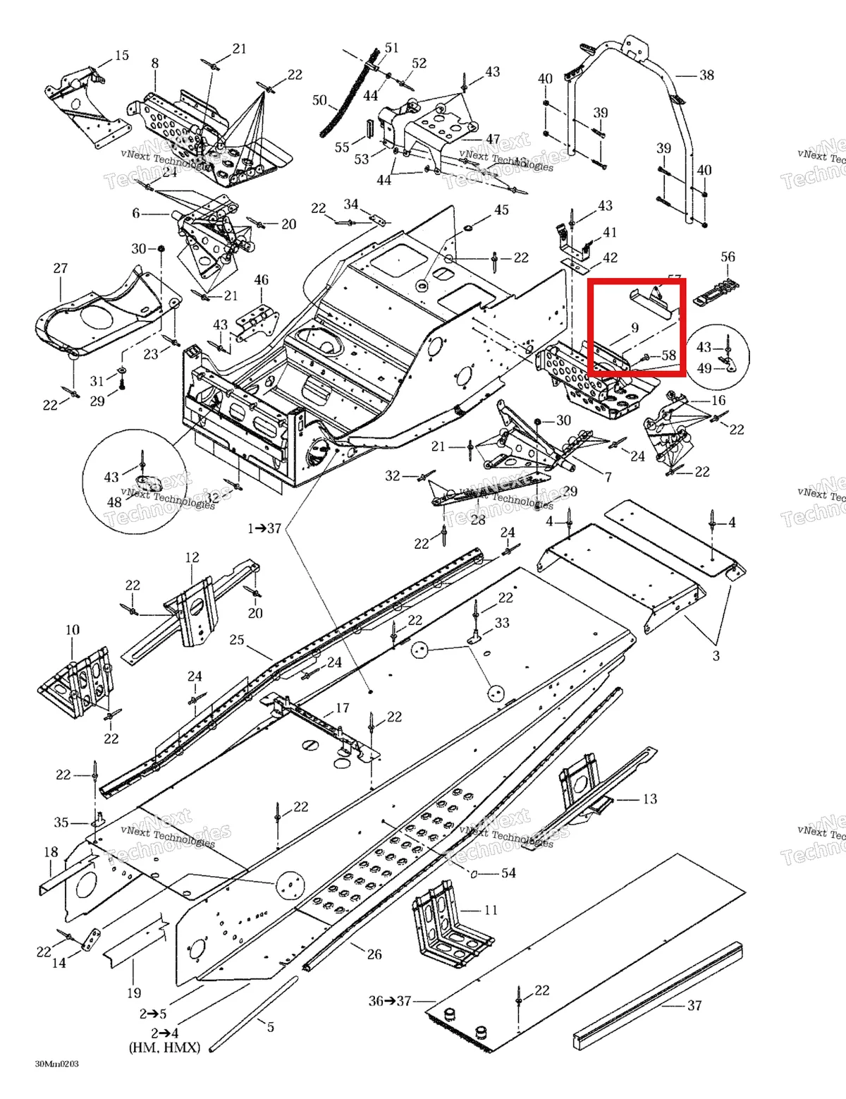 Деталь 518322608 на схеме узла 2002 Ski-Doo Summit 600/700/800 Frame And Accessories