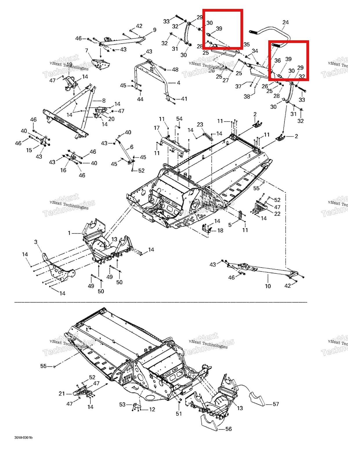 Деталь 518322682 на схеме узла 2003 Ski-Doo MX Z Rev 600 HO/800/007 Special Edition Frame - Front And Rear