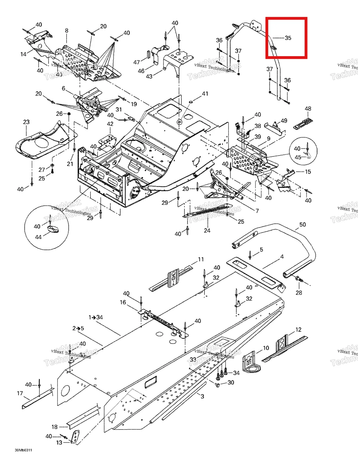 Деталь 518322755 на схеме узла 2003 Ski-Doo Grand Touring 380 F/550 F Frame And Accessories