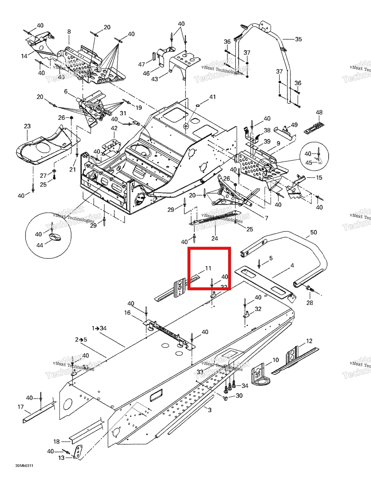 Деталь 518322762 на схеме узла 2003 Ski-Doo Grand Touring 380 F/550 F Frame And Accessories