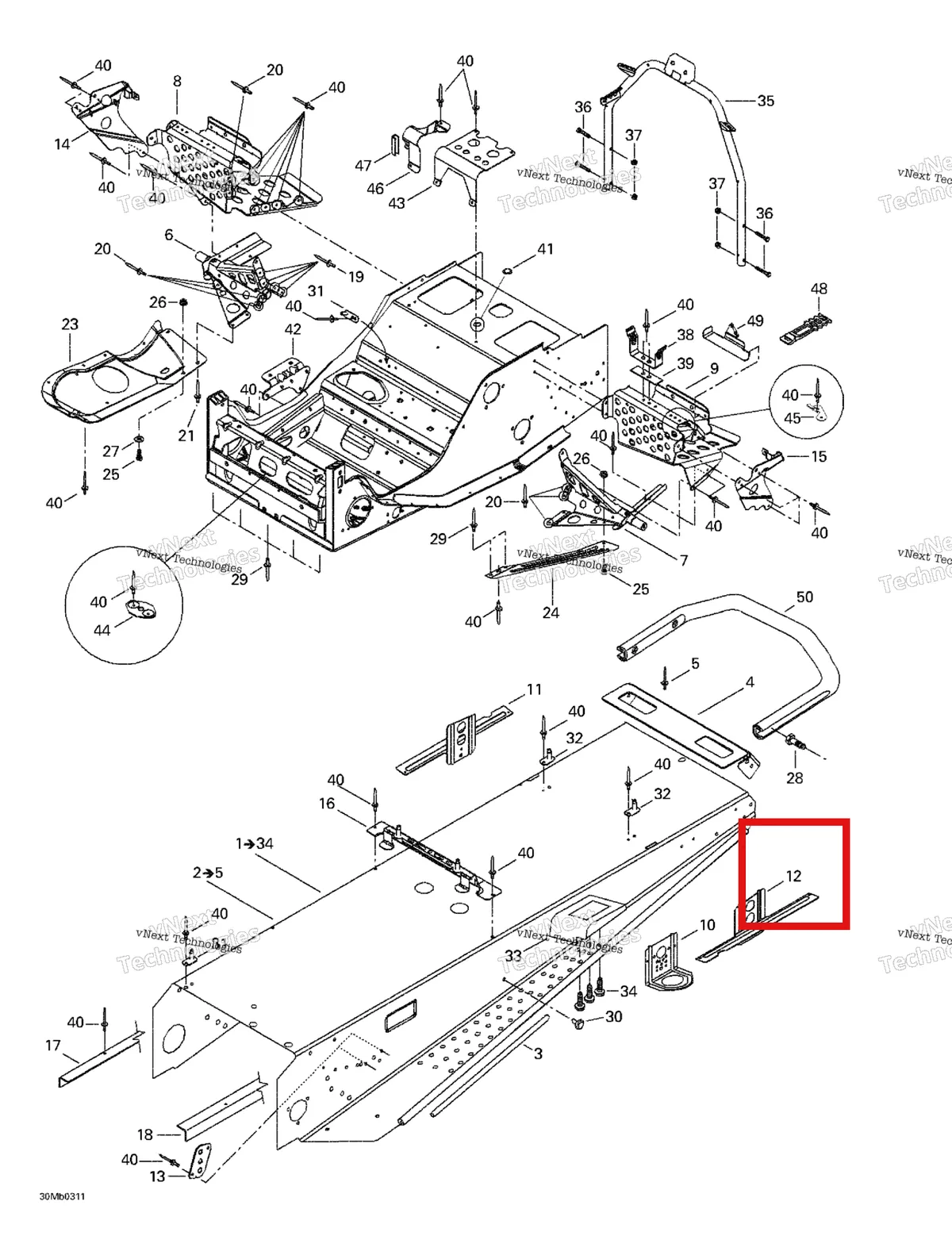 Деталь 518322765 на схеме узла 2003 Ski-Doo Grand Touring 380 F/550 F Frame And Accessories