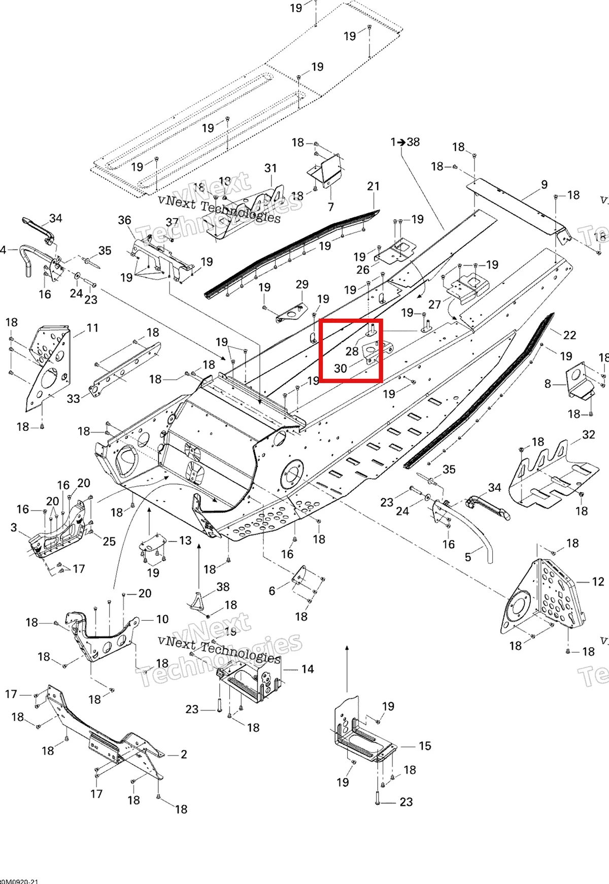 Деталь 518322791 (Деталь Tank Bracket) на схеме узла 2009 Ski-Doo GSX Fan Frame