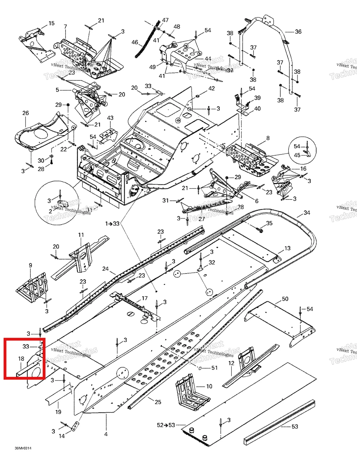 Деталь 518322812 на схеме узла 2003 Ski-Doo Summit 600 HO/700/800 HO Frame And Accessories
