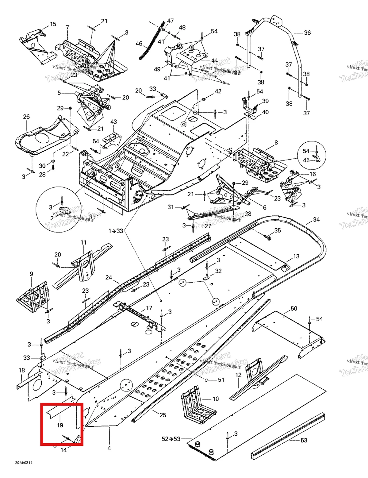 Деталь 518322813 на схеме узла 2003 Ski-Doo Summit 600 HO/700/800 HO Frame And Accessories