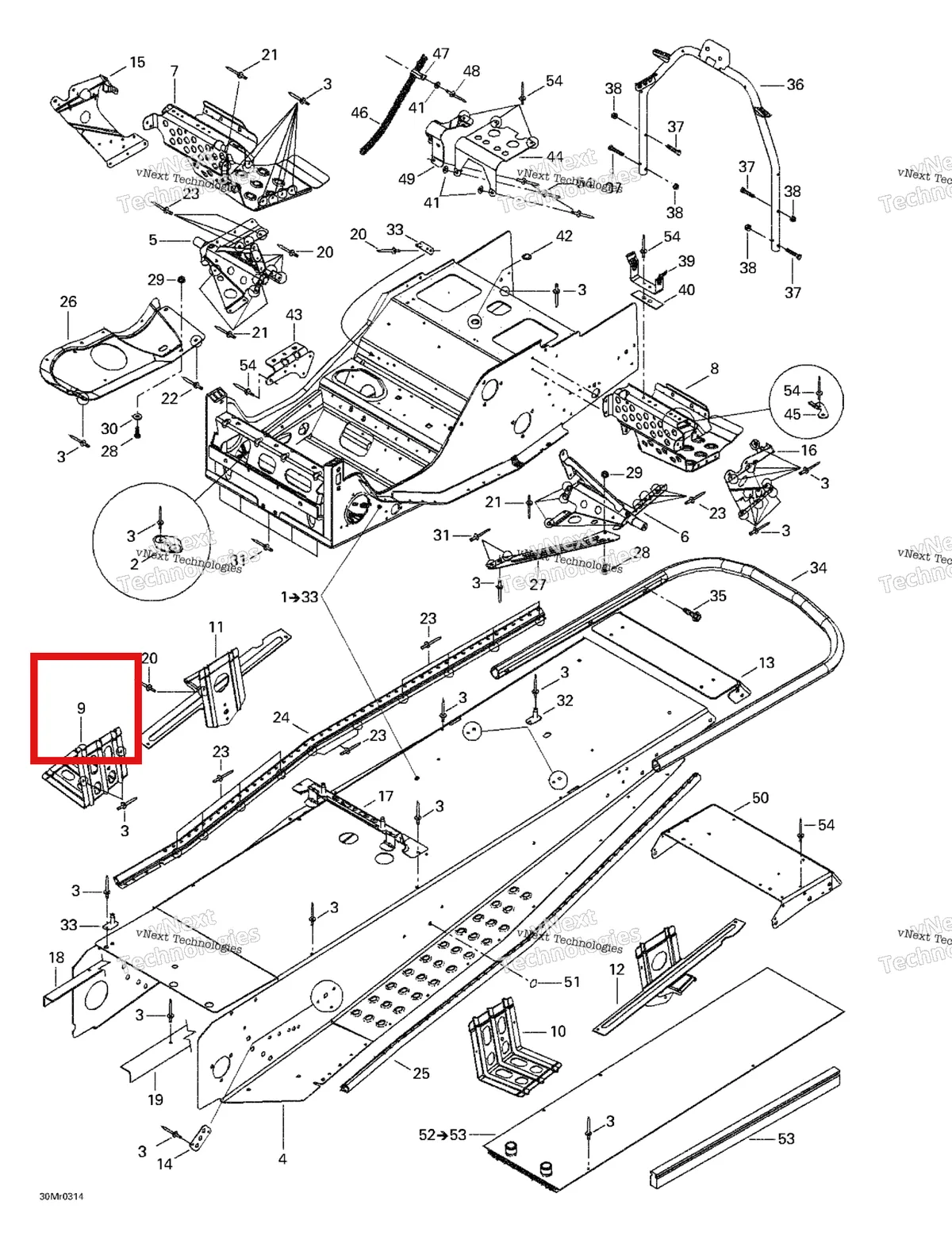 Деталь 518322819 на схеме узла 2003 Ski-Doo Summit 600 HO/700/800 HO Frame And Accessories
