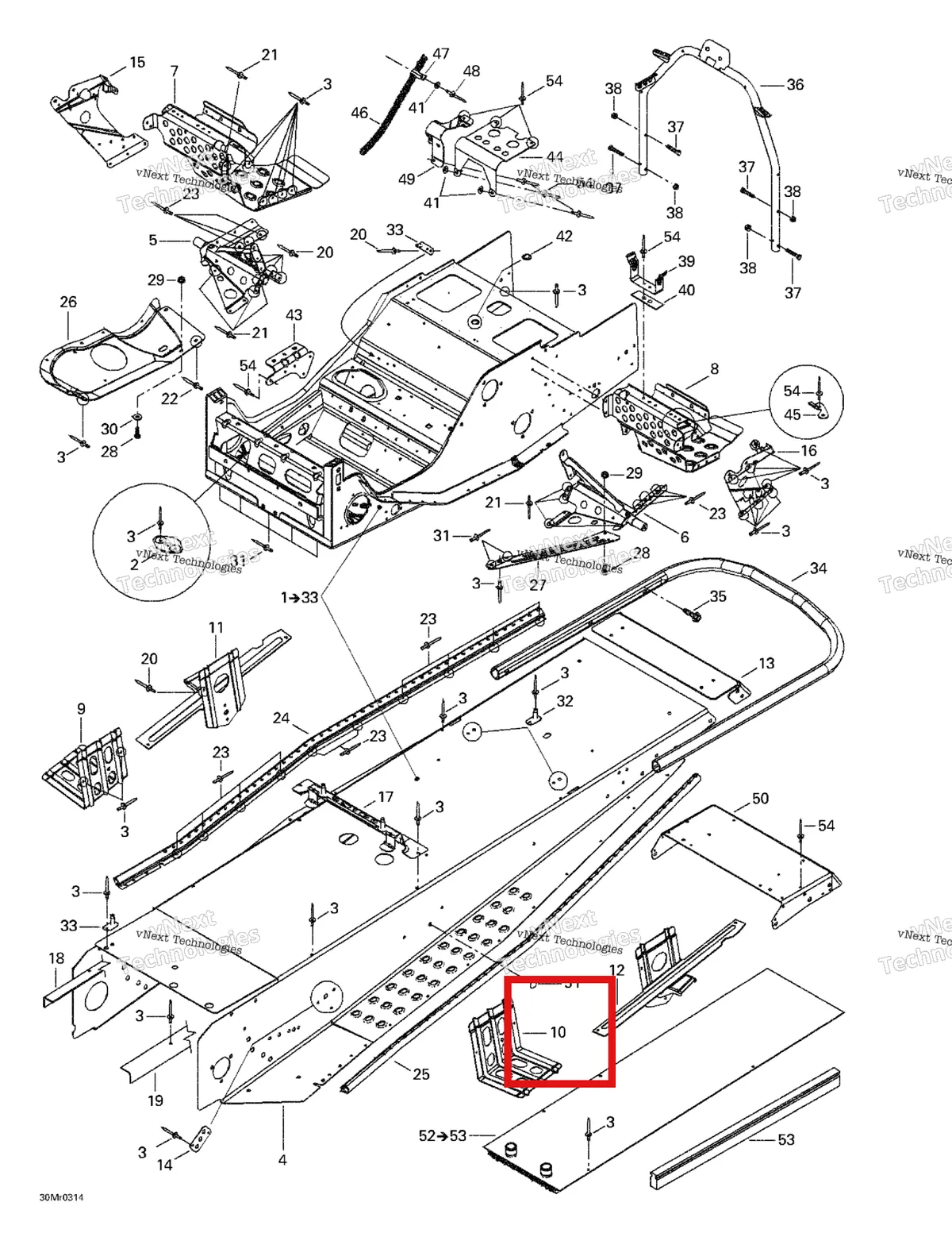 Деталь 518322821 на схеме узла 2003 Ski-Doo Summit 600 HO/700/800 HO Frame And Accessories
