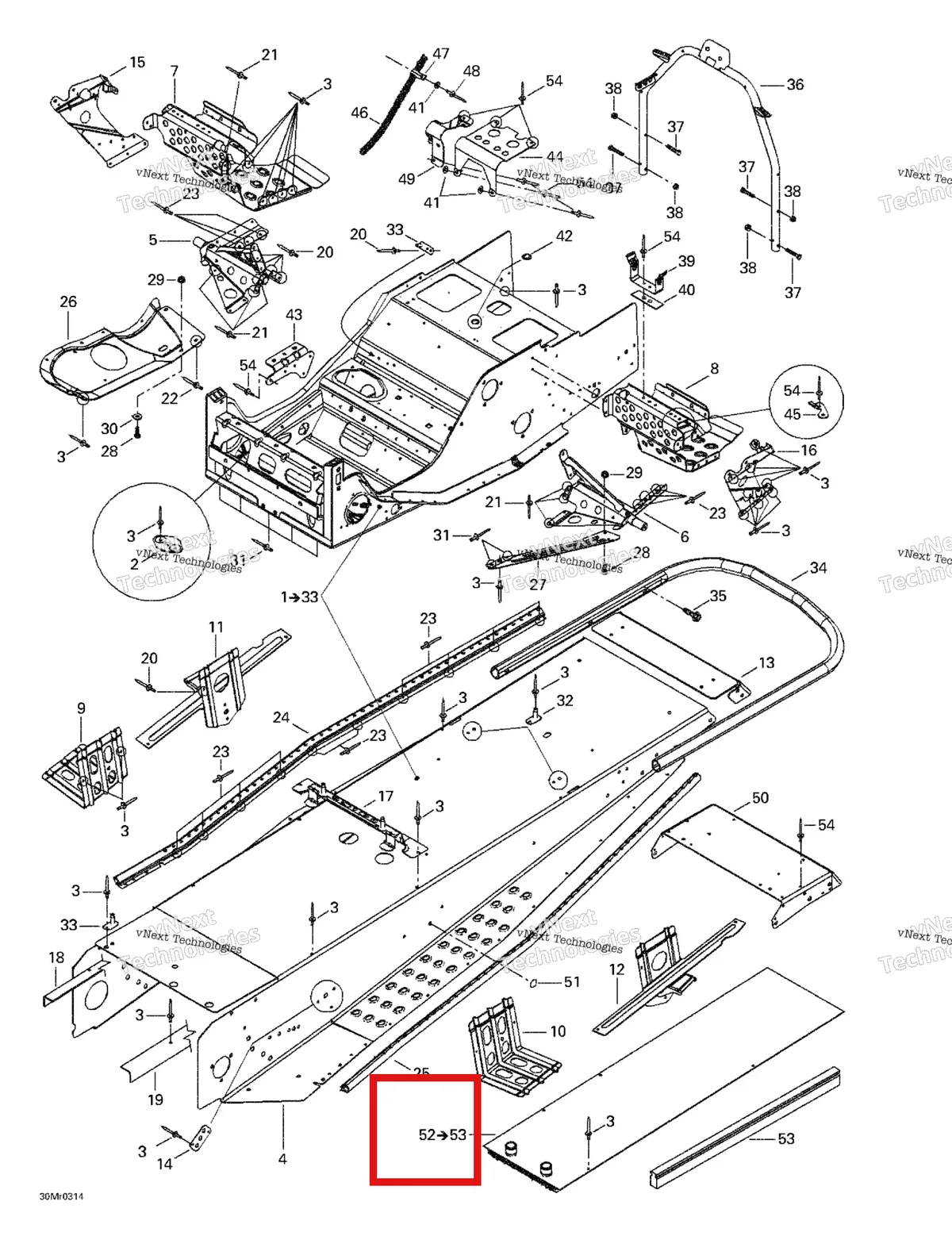 Деталь 518322903 на схеме узла 2003 Ski-Doo Summit 600 HO/700/800 HO Frame And Accessories