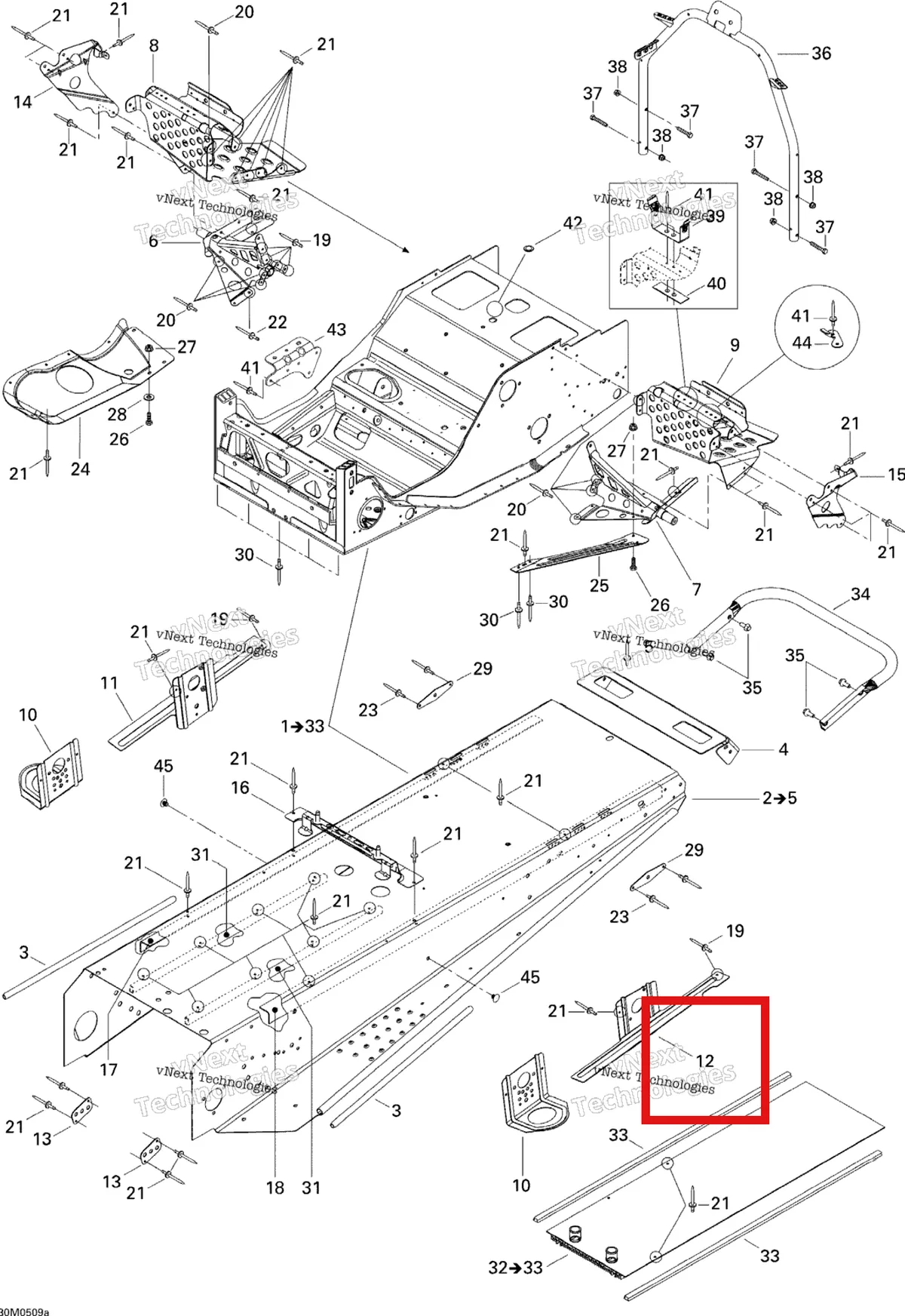 Деталь 518323055 на схеме узла 2005 Ski-Doo Legend V-1000 Frame, 2 Passenger Seat