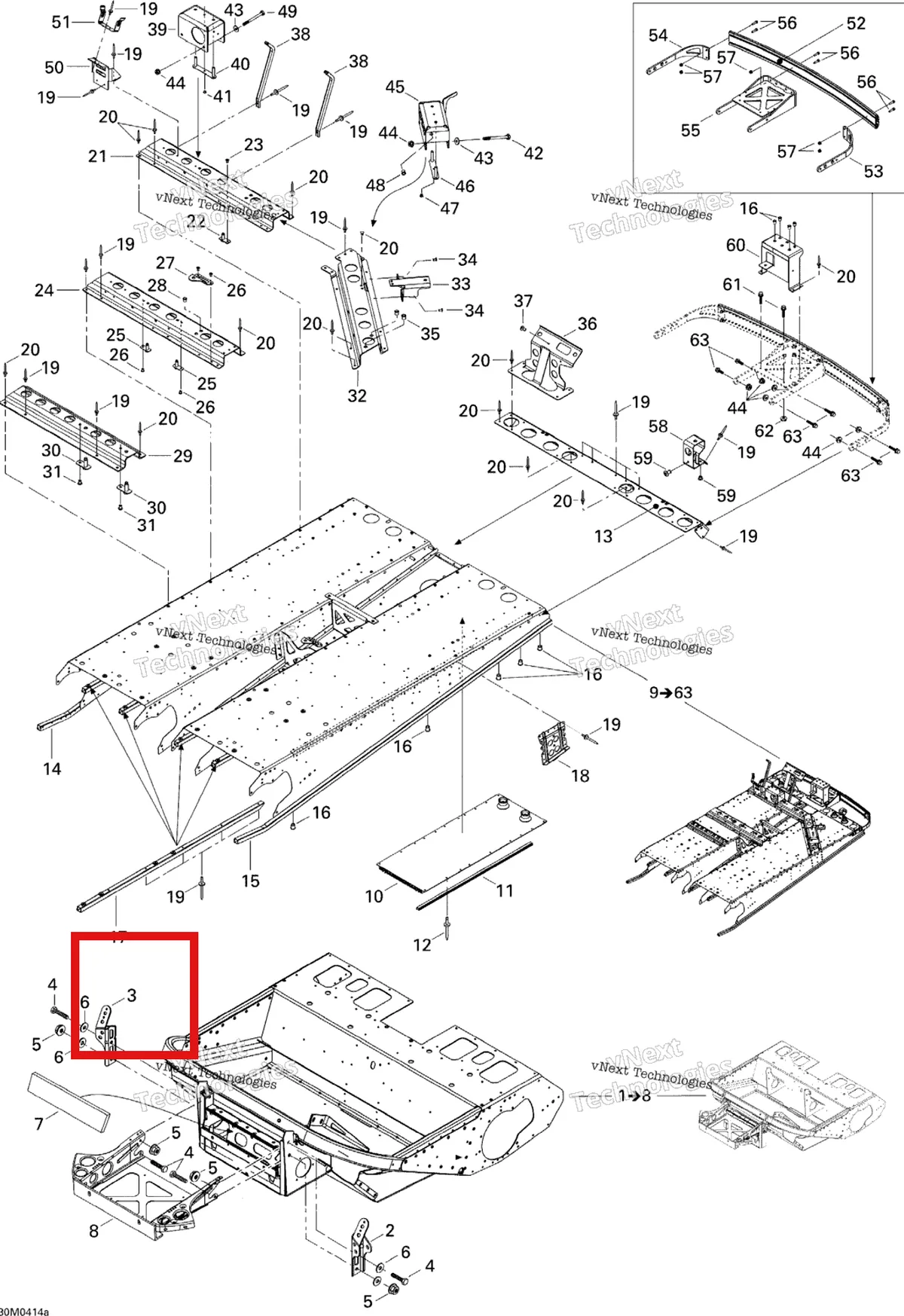 Деталь 518323071 на схеме узла 2004 Ski-Doo Elite 1500 1st Edition Frame