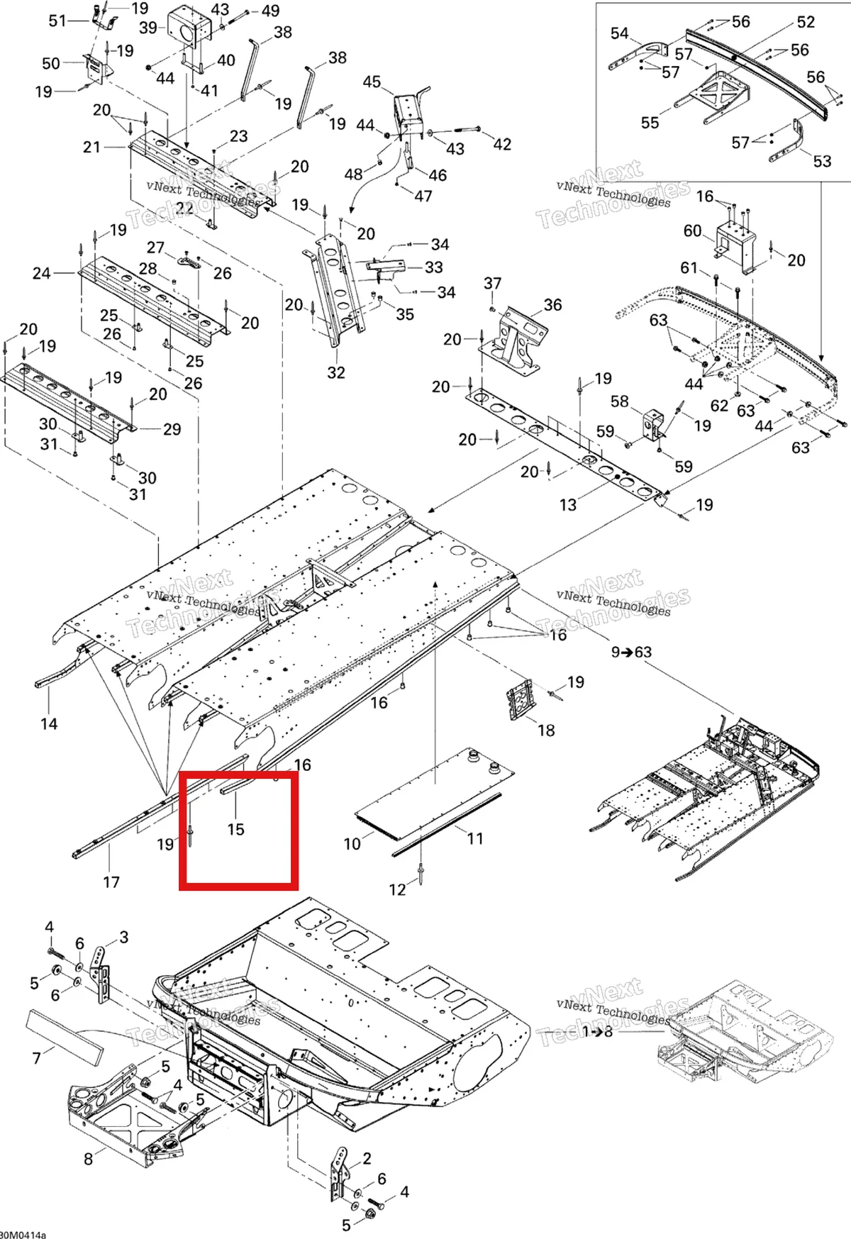 Деталь 518323077 на схеме узла 2004 Ski-Doo Elite 1500 1st Edition Frame