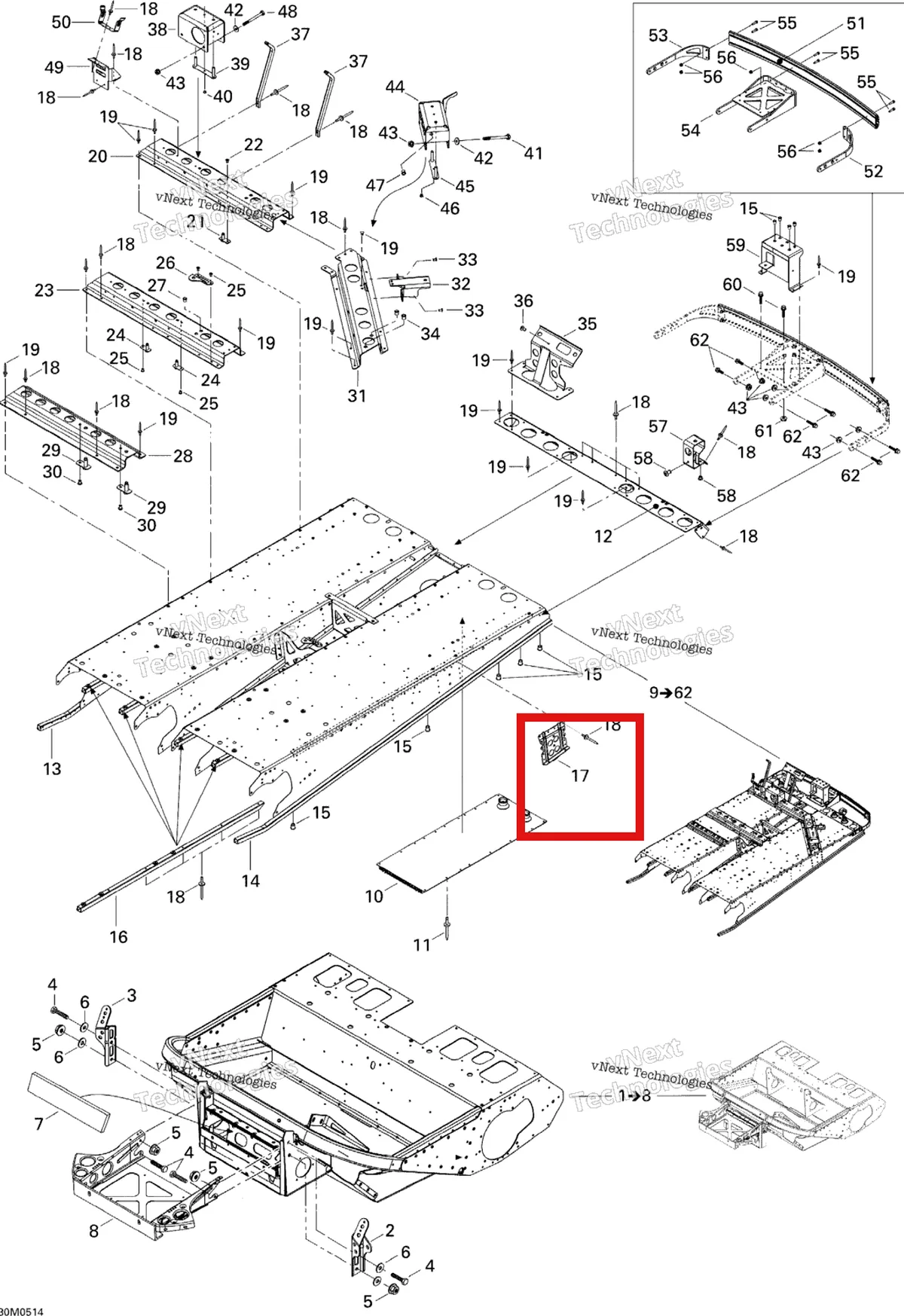 Деталь 518323111 на схеме узла 2004 Ski-Doo Elite 1500 2nd Edition Frame