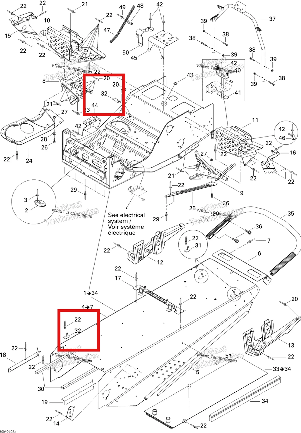 Деталь 518323173 на схеме узла 2004 Ski-Doo Legend 600 HO SDI Frame