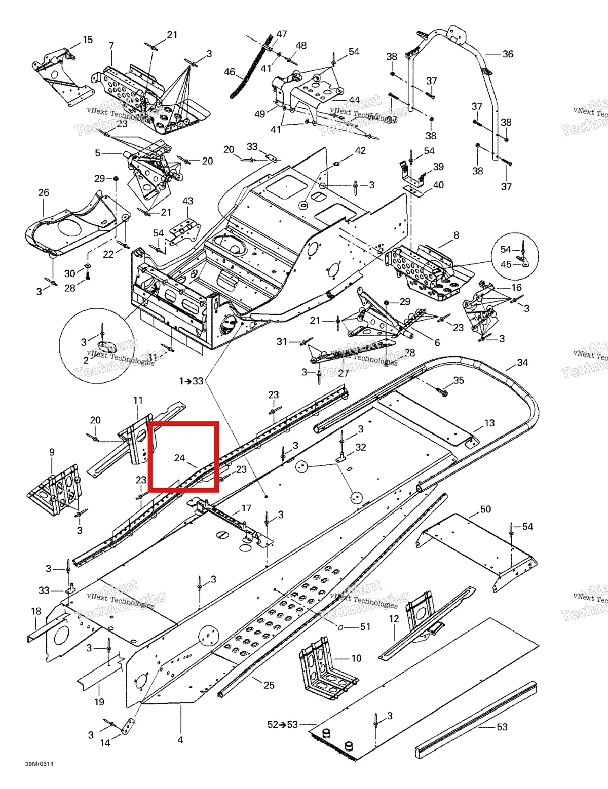 Деталь 518323182 на схеме узла 2003 Ski-Doo Summit 600 HO/700/800 HO Frame And Accessories