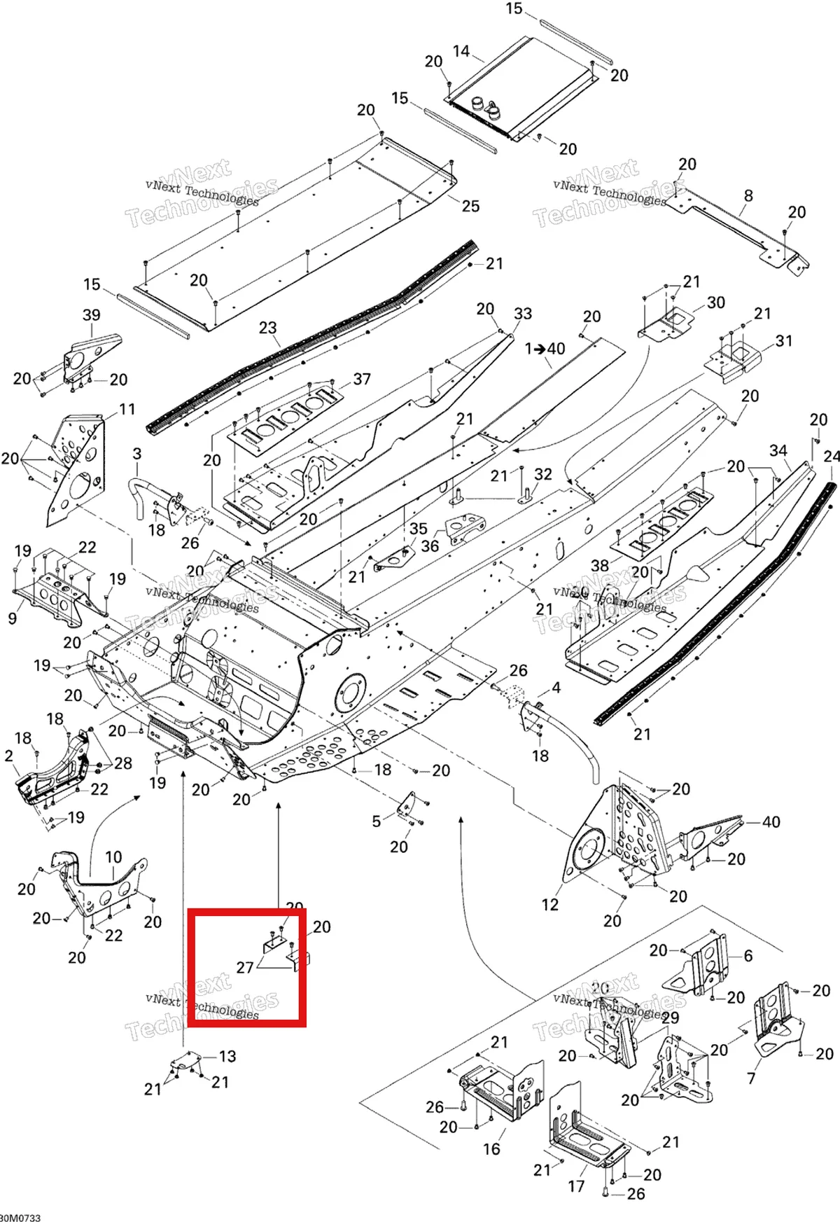 Деталь 518323185 на схеме узла 2007 Ski-Doo MX Z 440X Racing Frame