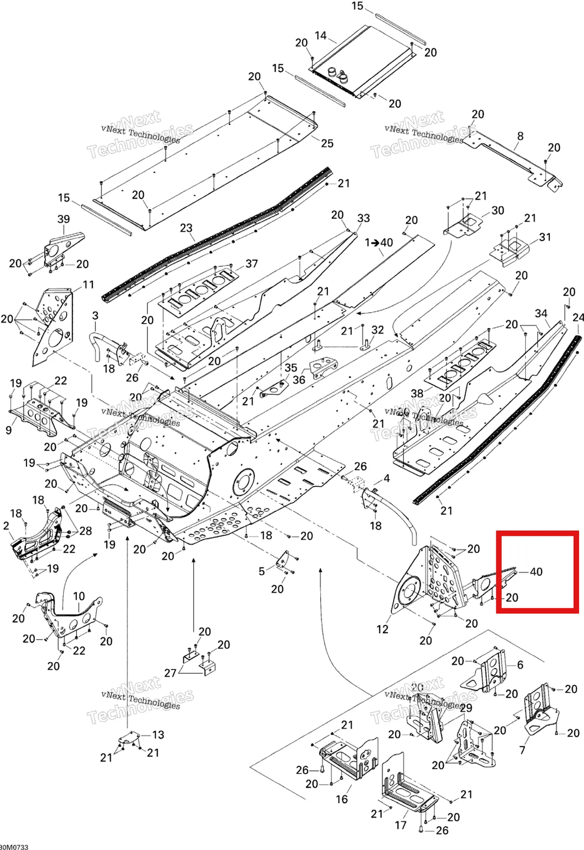 Деталь 518323188 на схеме узла 2007 Ski-Doo MX Z 440X Racing Frame