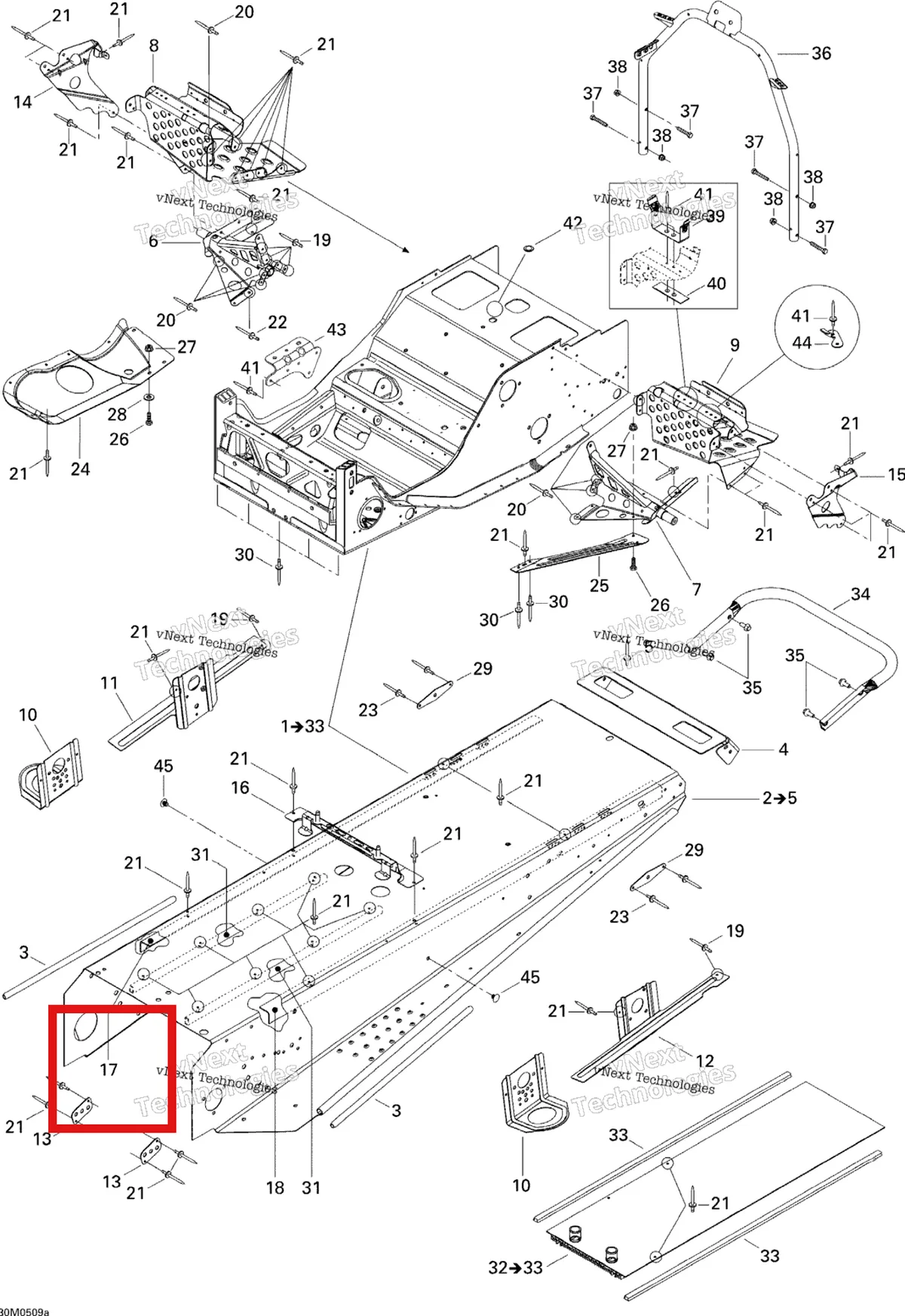Деталь 518323190 на схеме узла 2005 Ski-Doo Legend V-1000 Frame, 2 Passenger Seat